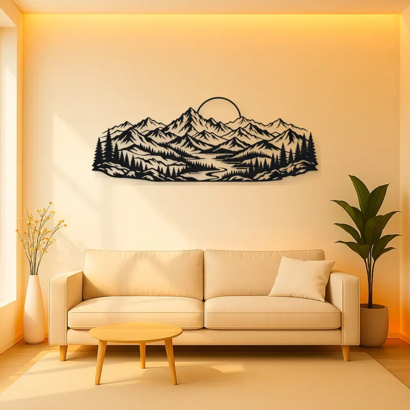 Endless Mountain Horizon Metal Wall Art | Nature Silhouette Decor