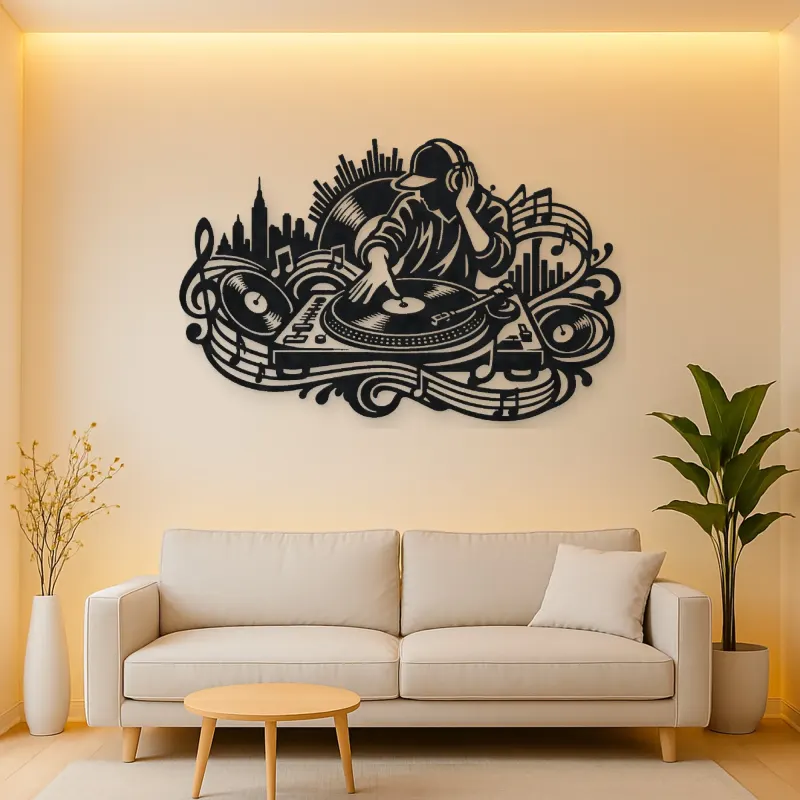 Turntable Groove Metal Wall Art | Music Room Wall Decor