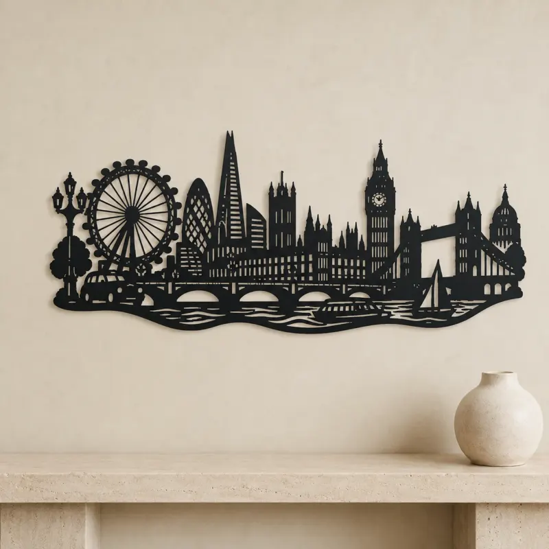 London Skyline Flow Metal Wall Art | Travel and City Wall Decor - lifestyle view 3