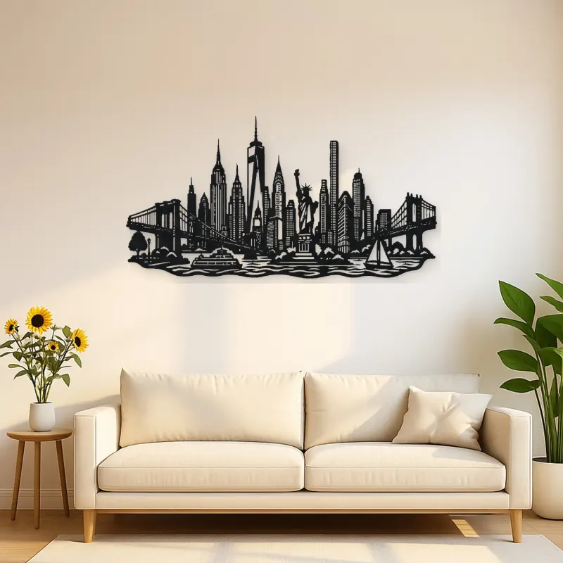 New York Skyline Flow Metal Wall Art | Travel and City Wall Decor