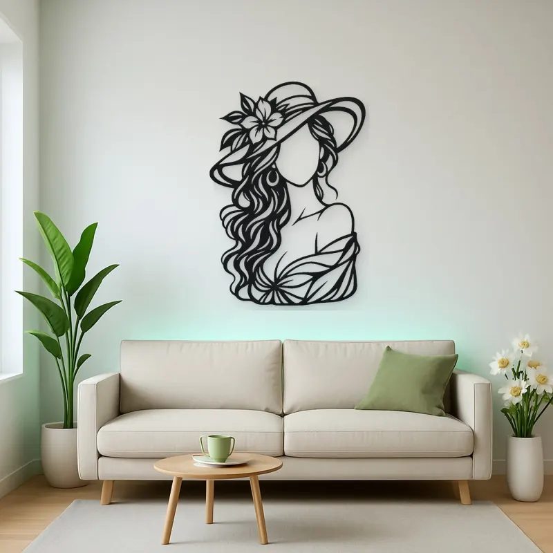 Faceless Fashion Muse Metal Wall Art | Minimalist Woman Line Art
