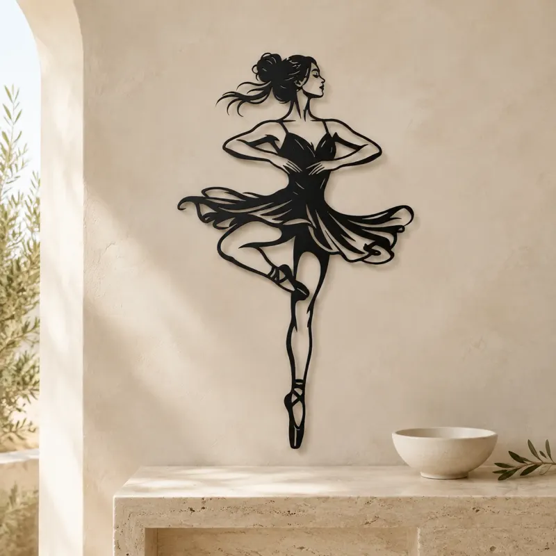 Ballet Pirouette Metal Wall Art | Movement Silhouette Decor - lifestyle view 3