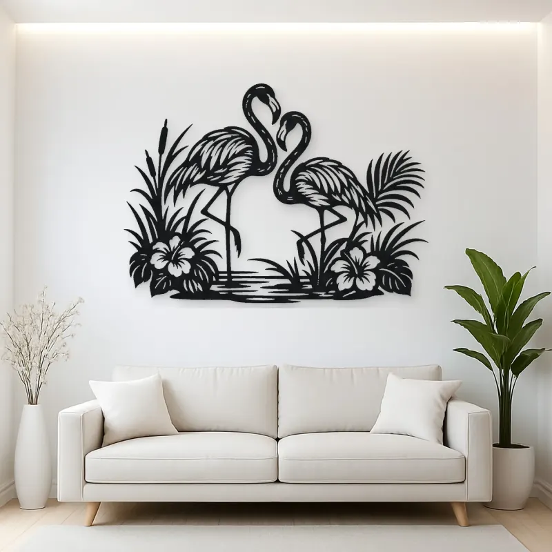 Flamingo Pair Metal Wall Art | Wildlife Silhouette Decor