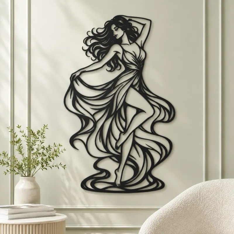 Freeform Dance Muse Metal Wall Art | Movement Silhouette Decor - lifestyle view 2
