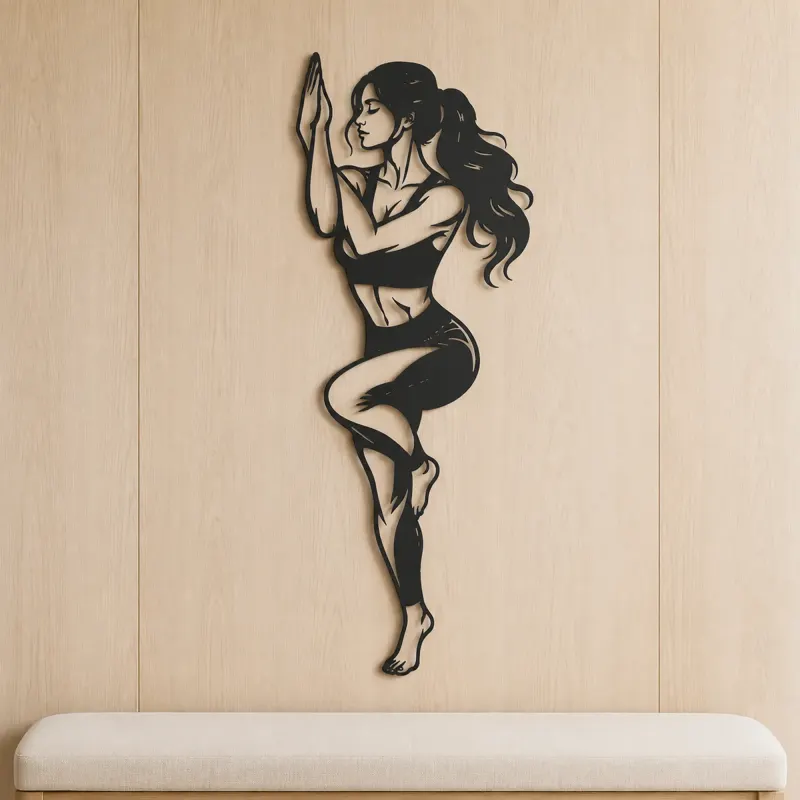 Eagle Pose Balance Metal Wall Art | Movement Silhouette Decor - lifestyle view 5