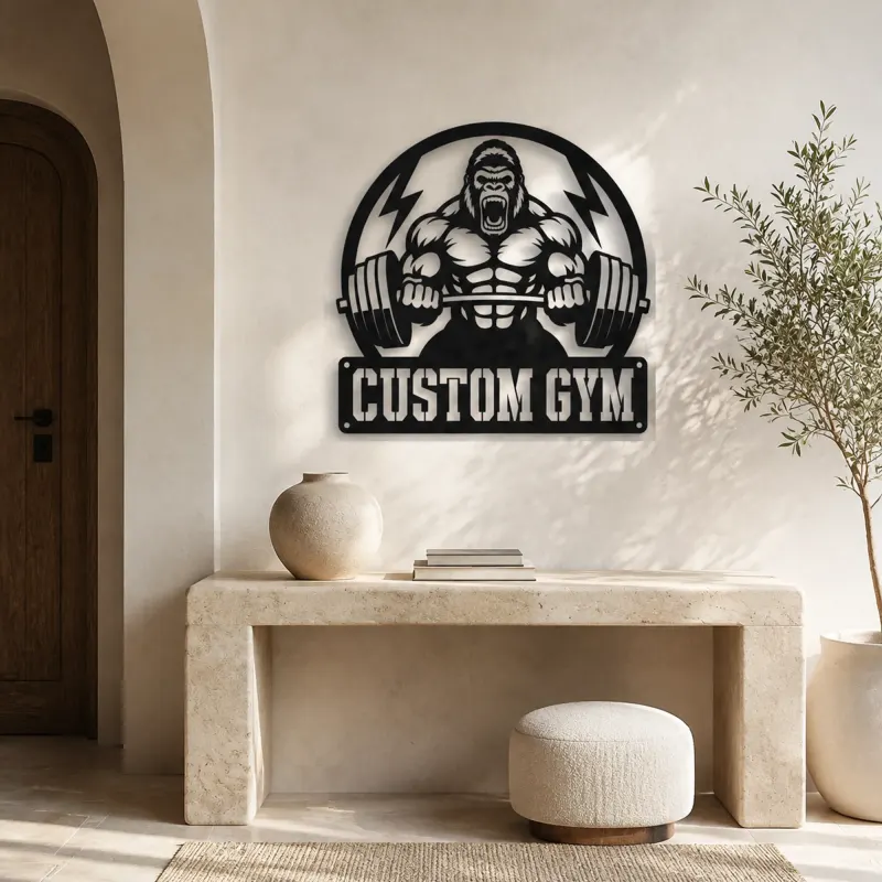 Personalized Gorilla Powerlifting Metal Wall Art for Gym Decor - lifestyle view 3