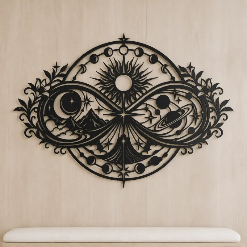 Infinite Celestial Loop Metal Wall Art | Celestial Boho Wall Decor - lifestyle view 5