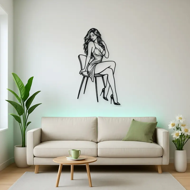 Sensual Chair Pose Metal Wall Art | Movement Silhouette Decor