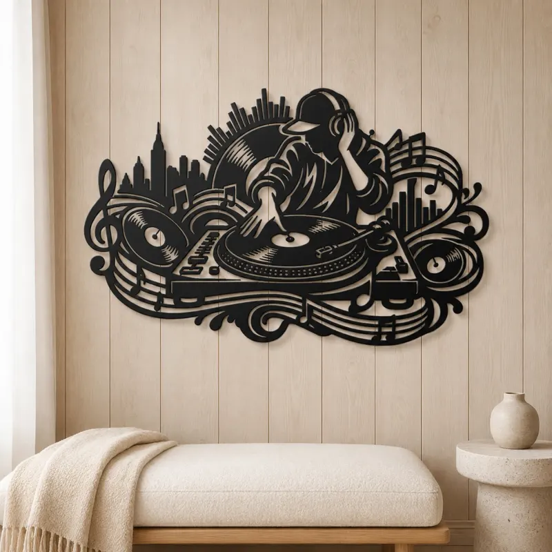 Turntable Groove Metal Wall Art | Music Room Wall Decor - lifestyle view 5