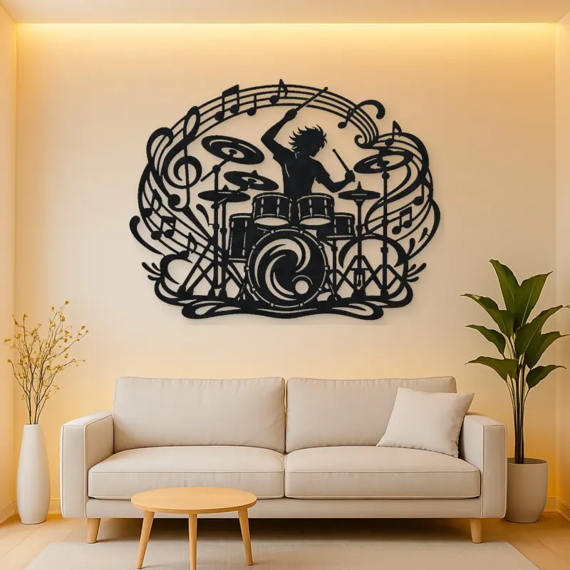 Drum Rhythm Circle Metal Wall Art | Modern Abstract Metal Decor