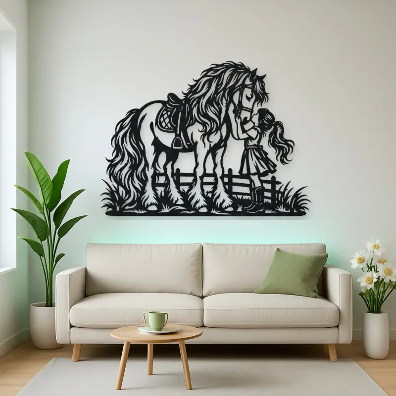 Pony and Child Metal Wall Art | Equestrian Wall Decor
