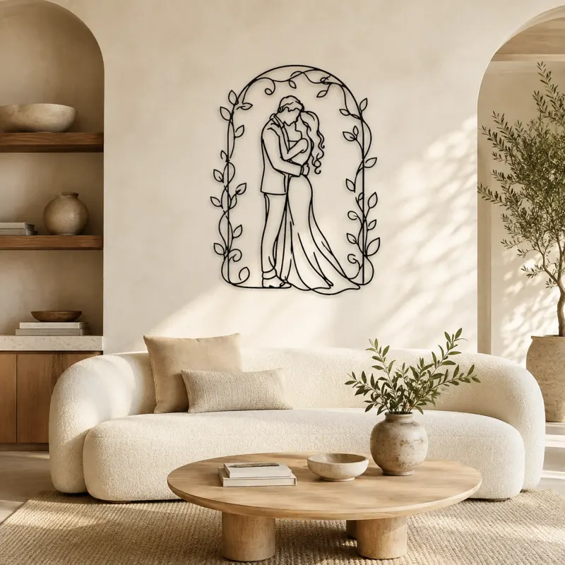 Cartel de metal pareja arco romántico | Decoración pareja romántica