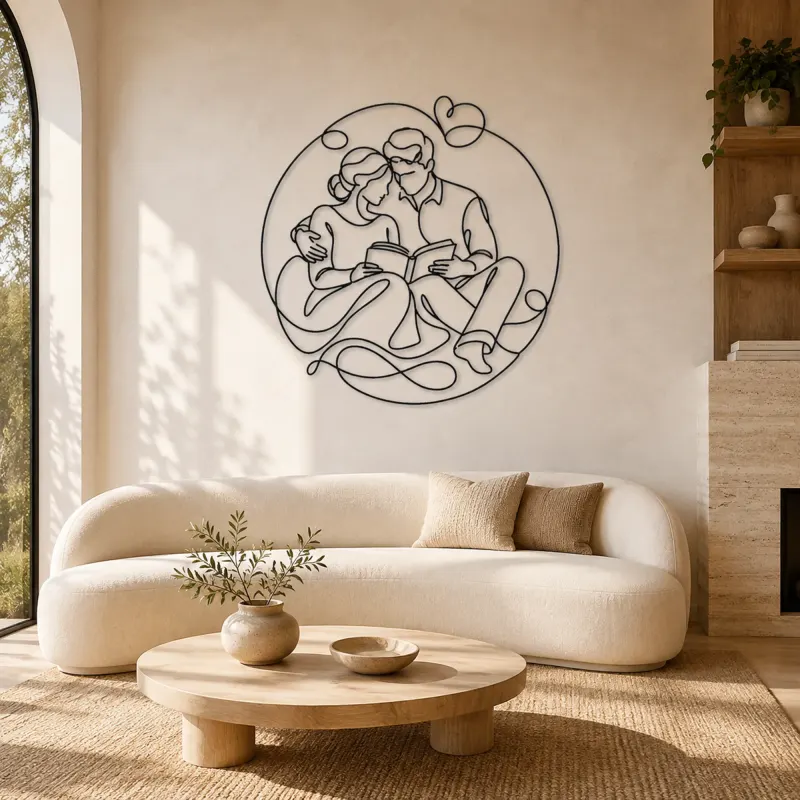 Cartel de metal Lectura Juntos Amantes | Decoración de Pareja Romántica