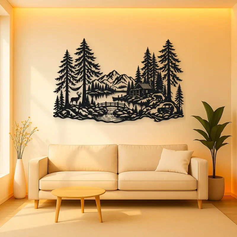 Tall Cedar Grove Metal Wall Art | Botanical Metal Wall Decor