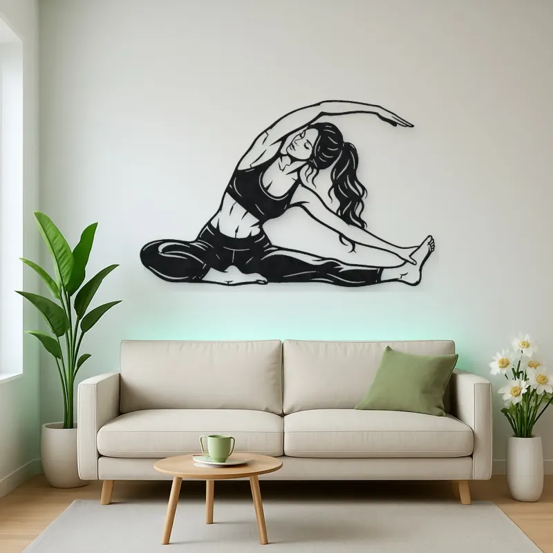 Seated Side Stretch Metal Wall Art | Movement Silhouette Decor