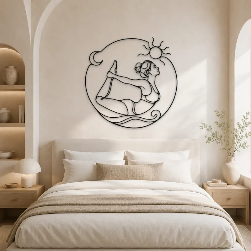 Bow Pose Energy Metal Wall Art | Yoga and Meditation Wall Decor - lifestyle view 2