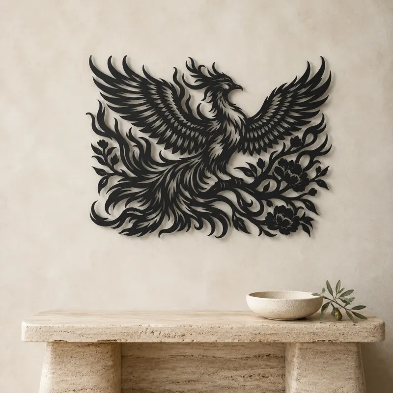 Phoenix Flame Flow Metal Wall Art | Celestial Boho Wall Decor - lifestyle view 3