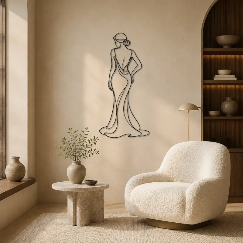 Curved Spine Gown Metal Wall Art | Fashion Figure Wall Decor - lifestyle view 5