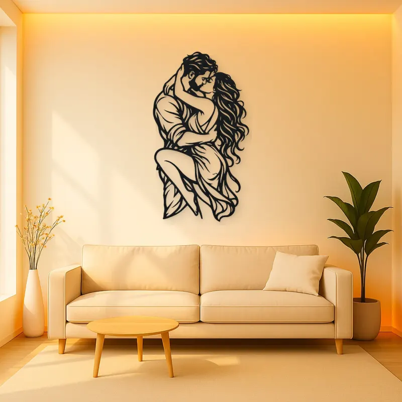 Wrapped in Arms Metal Wall Art | Romantic Couple Decor