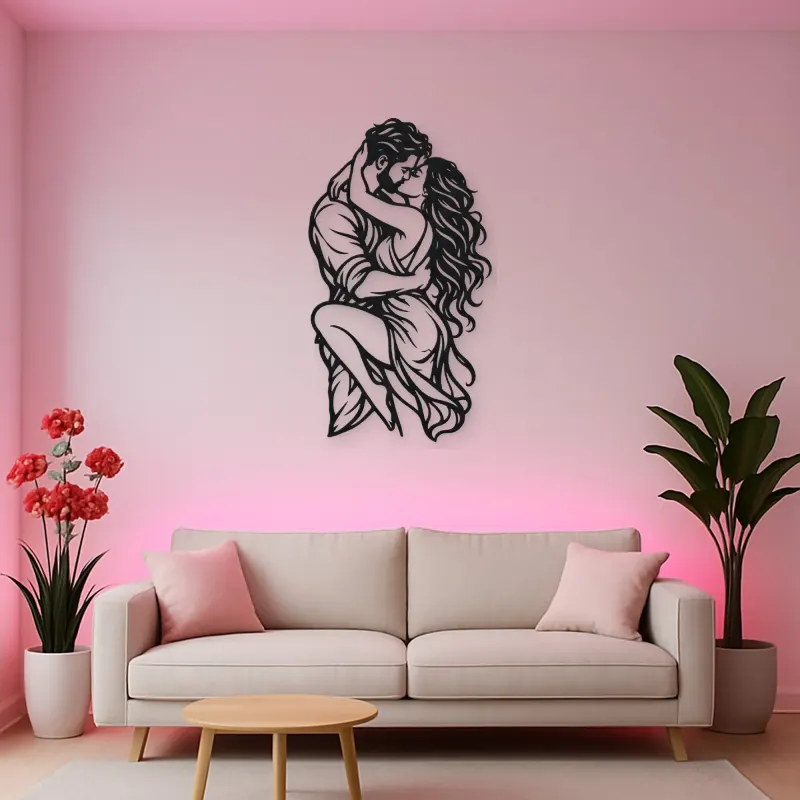 Wrapped in Arms Metal Wall Art | Romantic Couple Decor