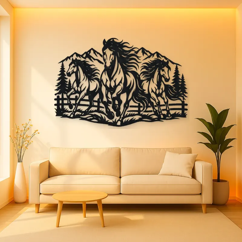 Three Horse Herd Metal Wall Art | Equestrian Wall Decor