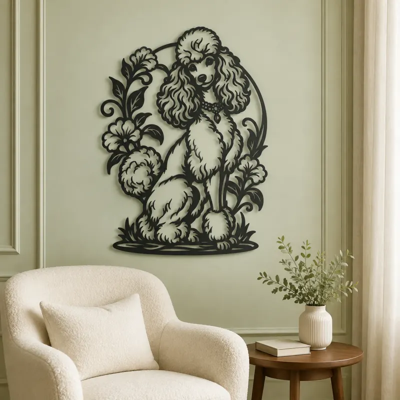 Poodle Elegant Pose Metal Wall Art | Pet Lover Silhouette Decor - lifestyle view 2