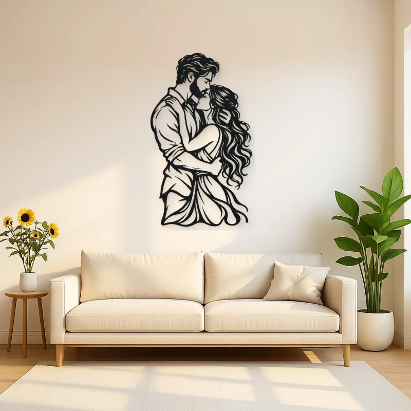 Tender Forehead Kiss Metal Wall Art | Romantic Couple Decor