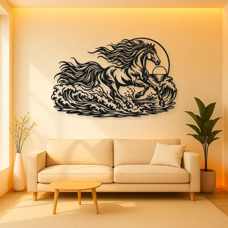 Horse Ocean Gallop Metal Wall Art | Equestrian Wall Decor