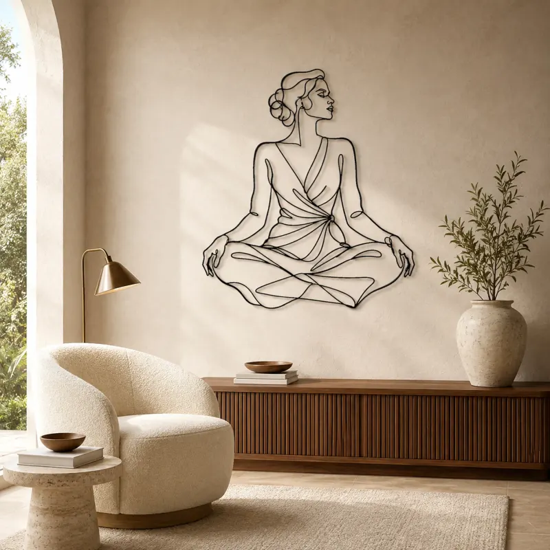 Seated Lotus Fashion Metal Wall Art | Fashion Figure Wall Decor - lifestyle view 5
