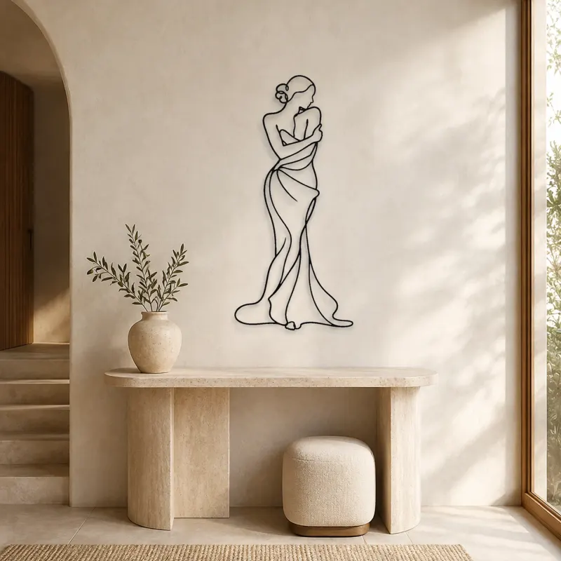 Wrapped Torso Pose Metal Wall Art | Feminine Figure Wall Decor - lifestyle view 3