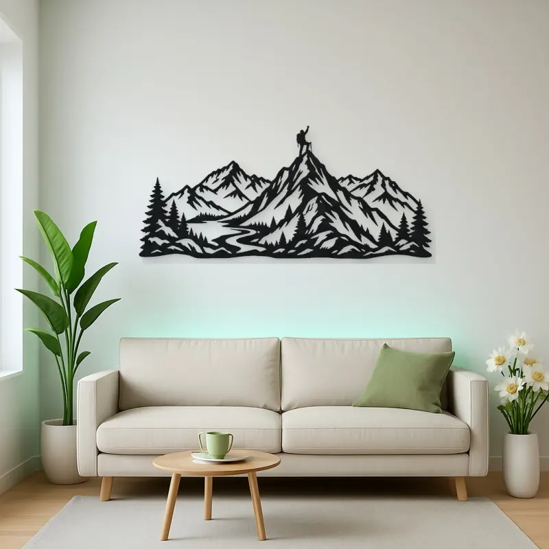Climber Summit Moment Metal Wall Art | Nature Silhouette Decor