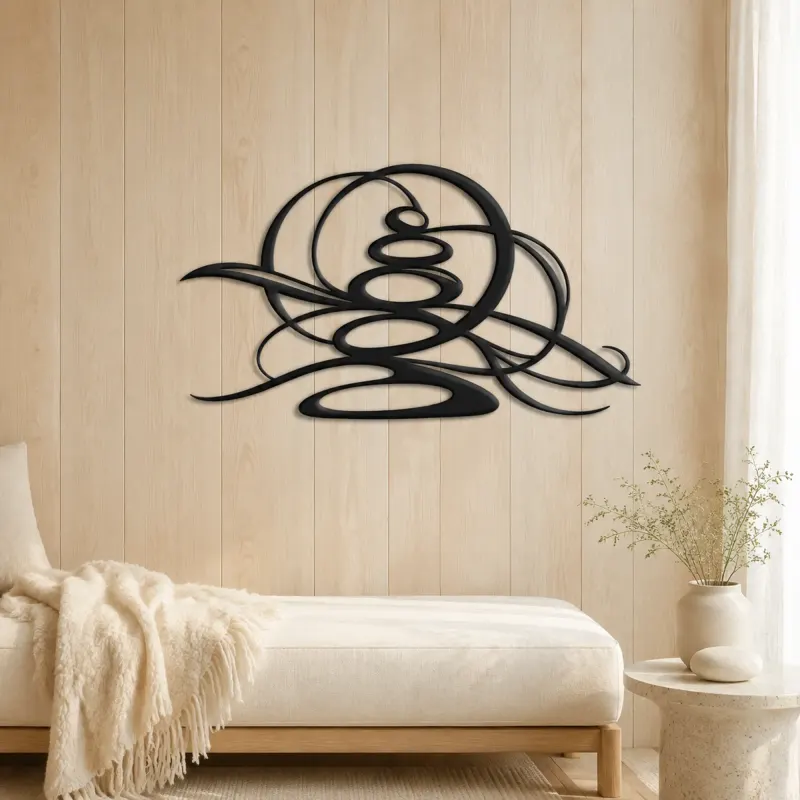 Zen Stone Arcs Metal Wall Art | Modern Abstract Metal Decor - lifestyle view 5