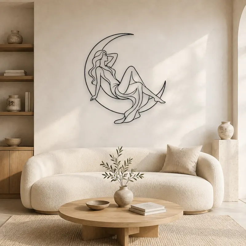 Décoration murale en métal "Crescent Reclining Figure" | Décor mural Femme Céleste