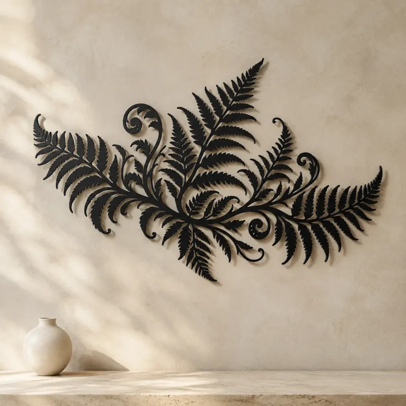 Fern Frond Wave Metal Wall Art | Coastal and Nautical Wall Decor - lifestyle view 3