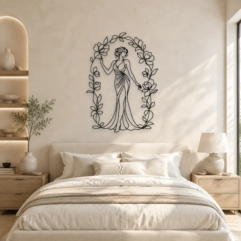 Floral Arch Woman Metal Wall Art | Botanical Woman Wall Decor - lifestyle view 2