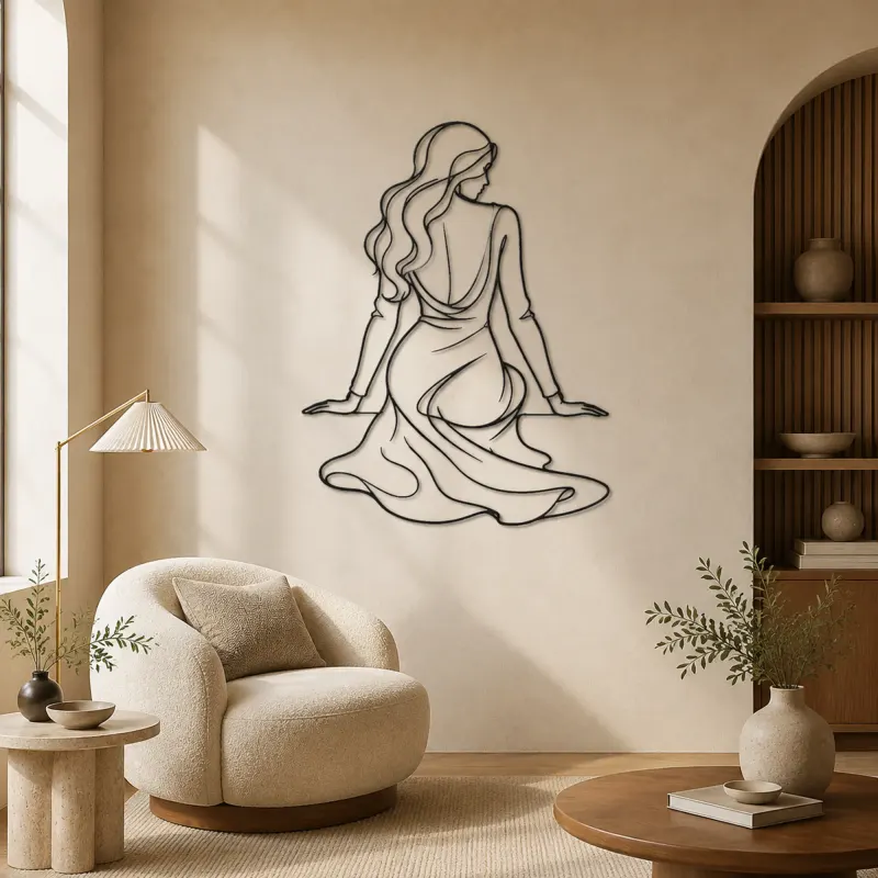 Seated Back Muse Metal Wall Art | Feminine Figure Wall Decor - lifestyle view 5