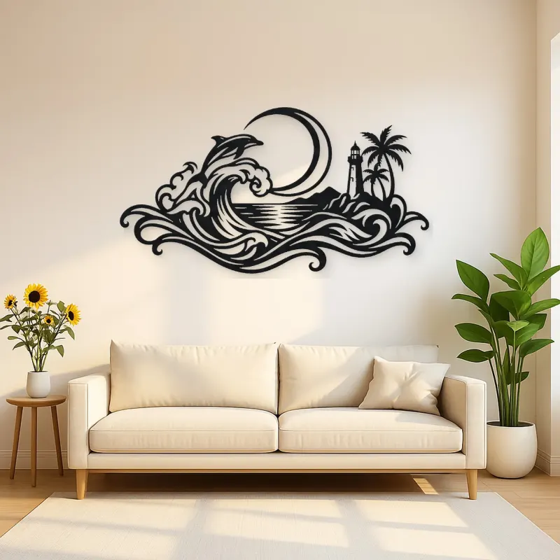 Crescent Moon Tide Metal Wall Art | Coastal and Nautical Wall Decor