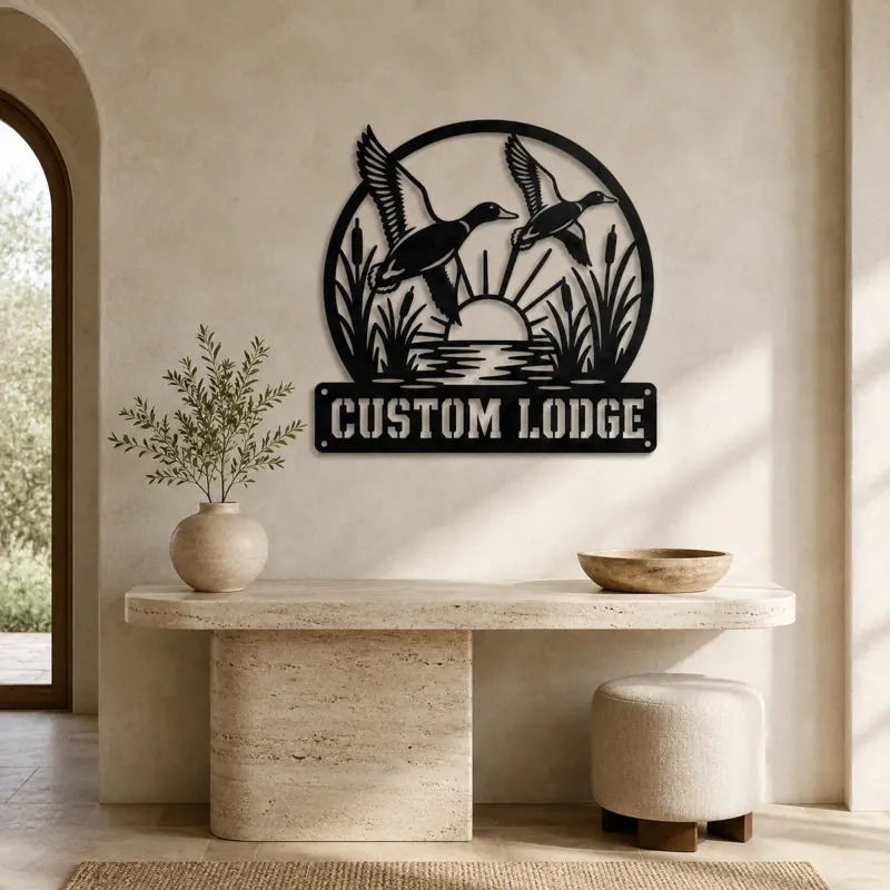 Personalized Flying Ducks Metal Wall Art for Hunting Lodge - lifestyle view 3