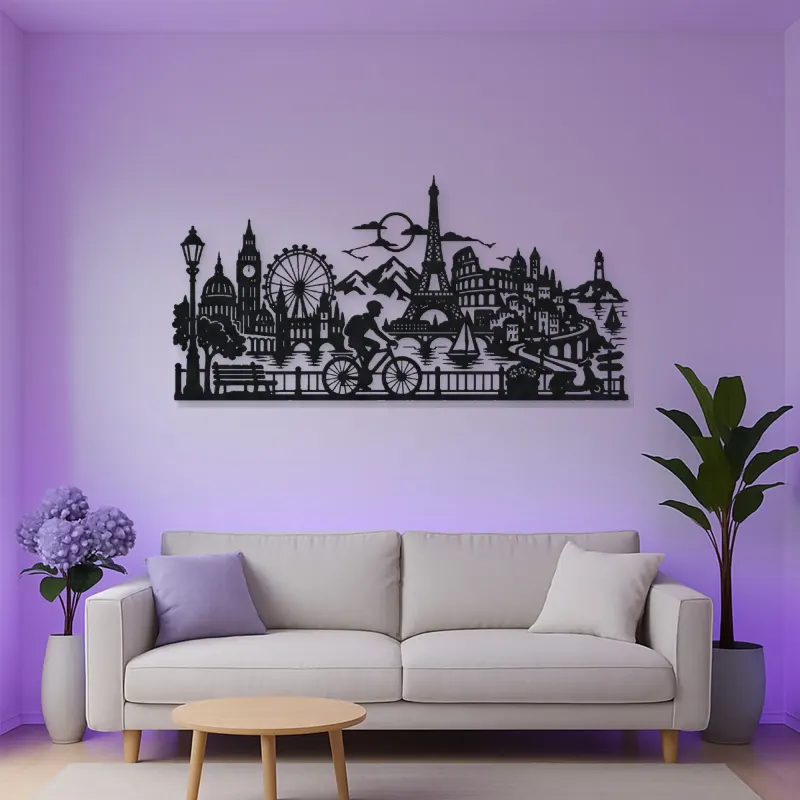 Bicycle City Ride Metal Wall Art | Travel and City Wall Decor