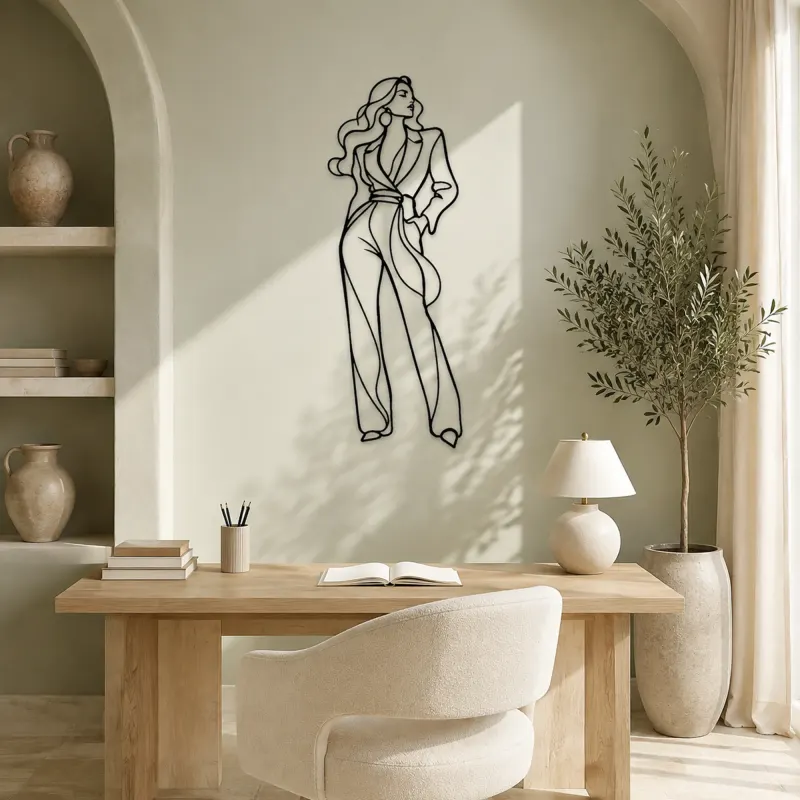 Fitted Jumpsuit Model Metal Wall Art | Fashion Figure Wall Decor - lifestyle view 4