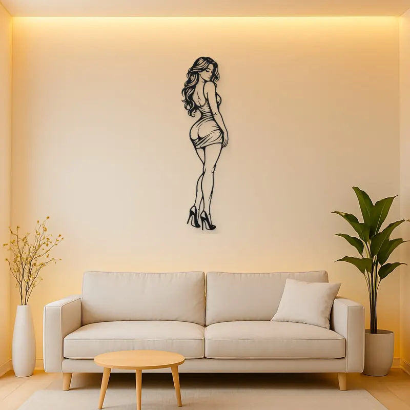 Body Line Twist Metal Wall Art | Minimalist Woman Line Art