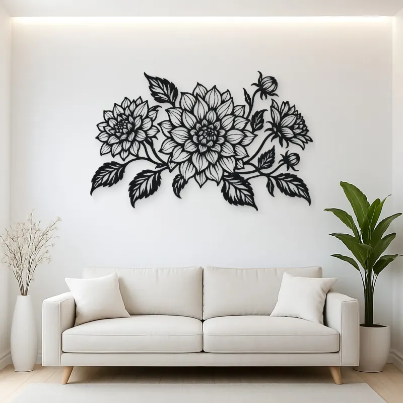 Dahlia Bloom Metal Wall Art | Botanical Metal Wall Decor