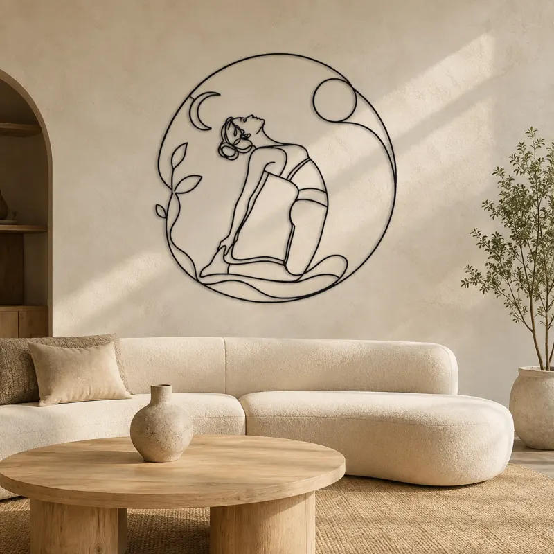 Camel Pose Open Heart Metal Wall Art | Yoga and Meditation Wall Decor - lifestyle view 3