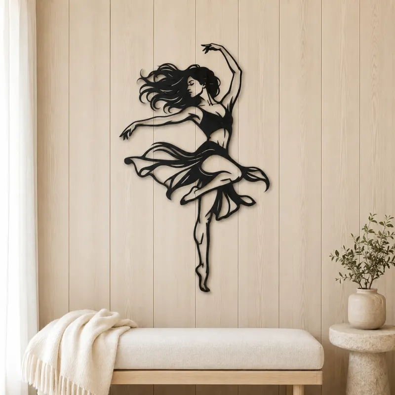 Contemporary Dance Turn Metal Wall Art | Movement Silhouette Decor - lifestyle view 5