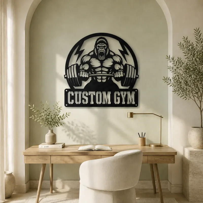Personalized Gorilla Powerlifting Metal Wall Art for Gym Decor - lifestyle view 4