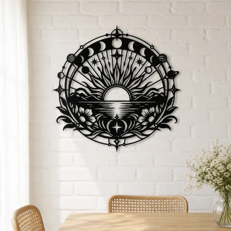 Sunrise Mandala Metal Wall Art | Spiritual Boho Metal Decor - lifestyle view 4