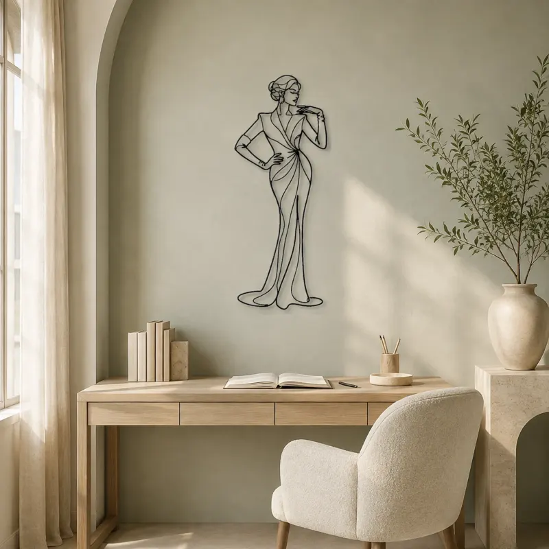 Evening Glove Pose Metal Wall Art | Fashion Figure Wall Decor - lifestyle view 4