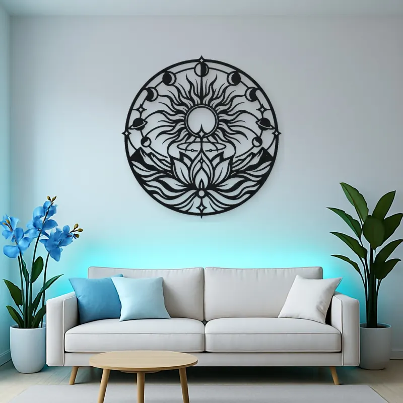 Solar Lotus Metal Wall Art | Botanical Metal Wall Decor