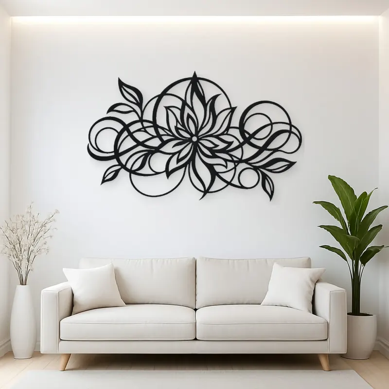 Geometric Flower Flow Metal Wall Art | Modern Abstract Metal Decor