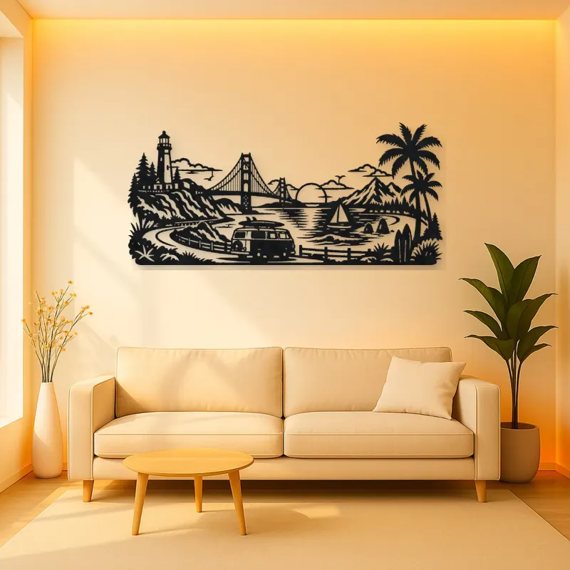 Van Life Coast Metal Wall Art | Travel and City Wall Decor